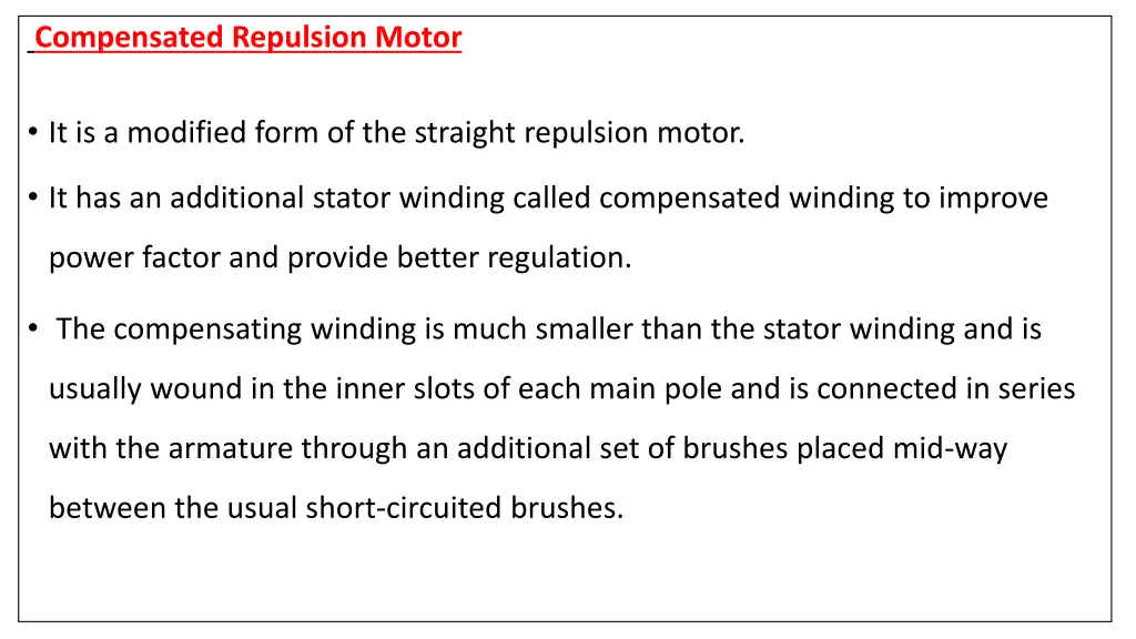 compensated repulsion motor