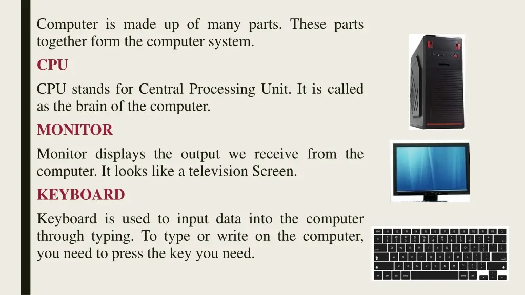 computer is made up of many parts these parts