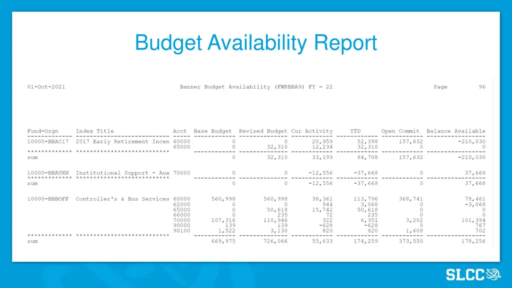 budget availability report