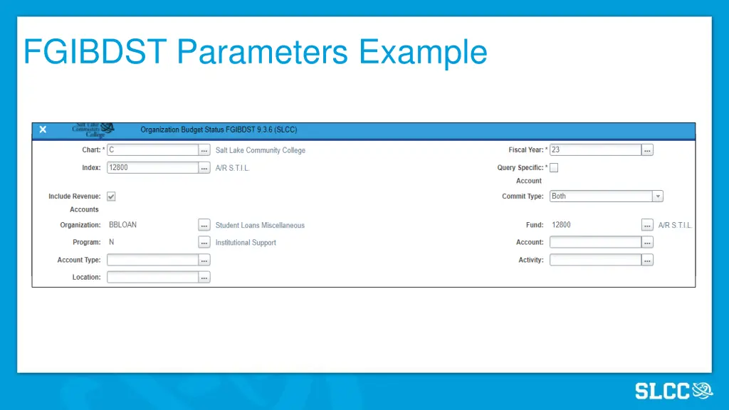 fgibdst parameters example