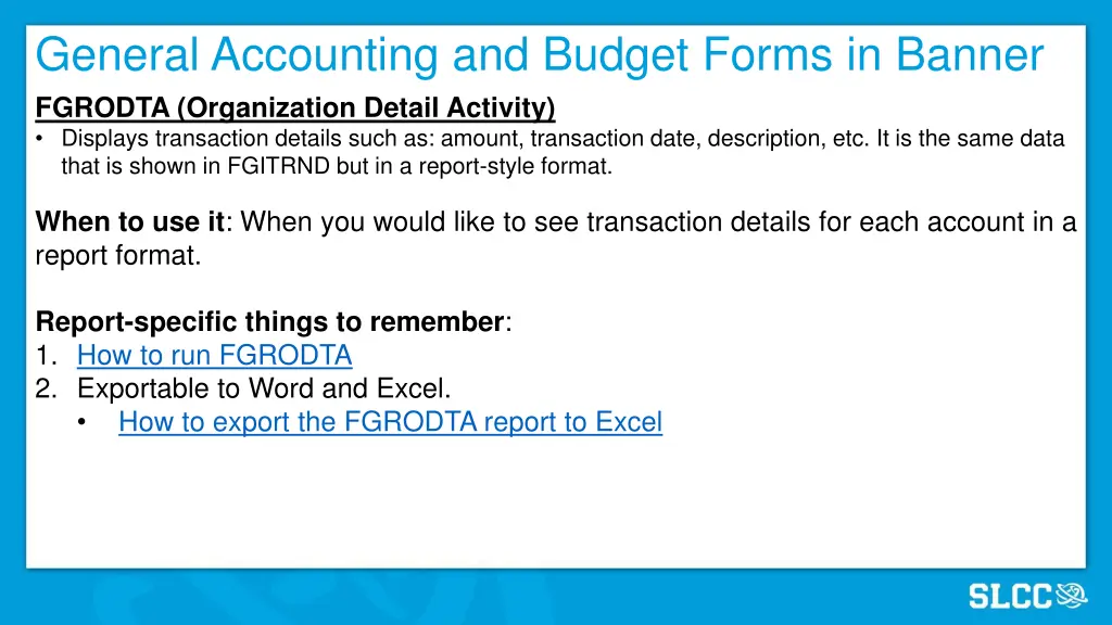 general accounting and budget forms in banner 3