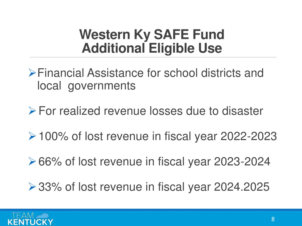 western ky safe fund additional eligible use