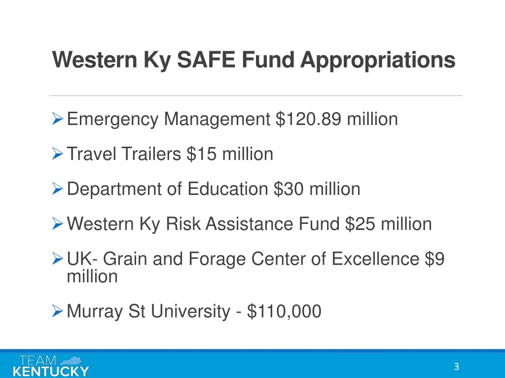 western ky safe fund appropriations