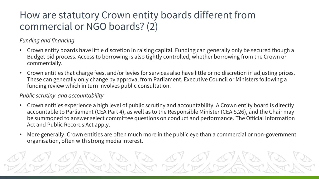 how are statutory crown entity boards different 1