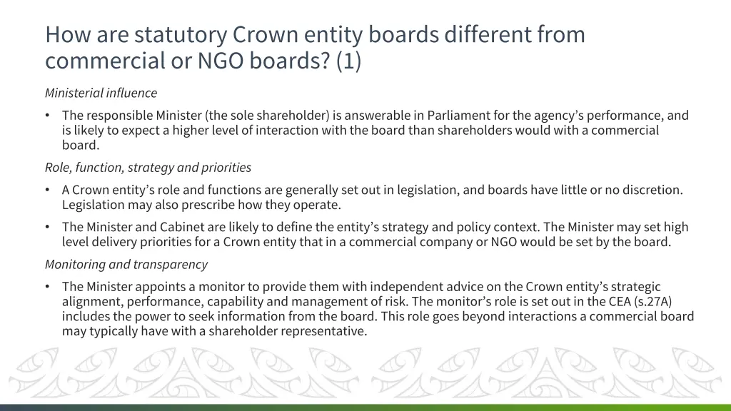 how are statutory crown entity boards different