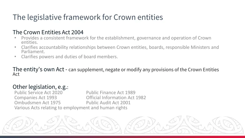 the legislative framework for crown entities