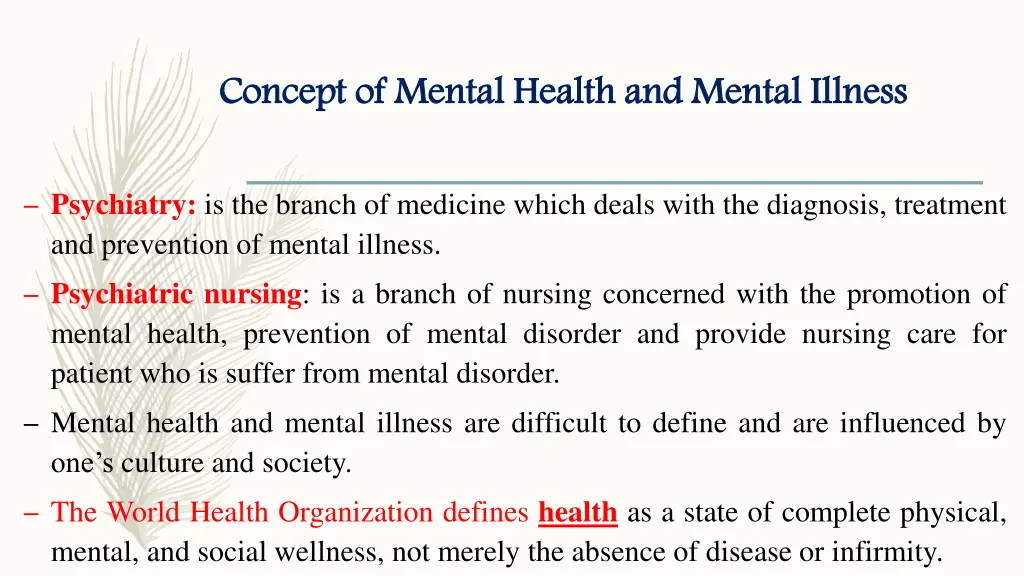 concept of mental health and mental illness