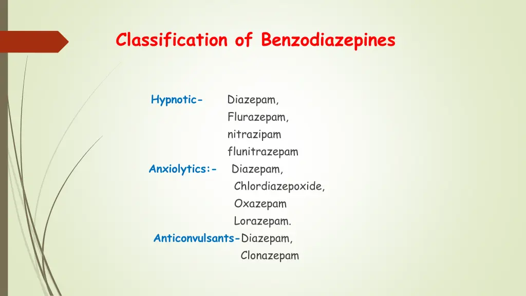 classification of benzodiazepines