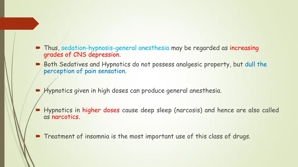 thus sedation hypnosis general anesthesia