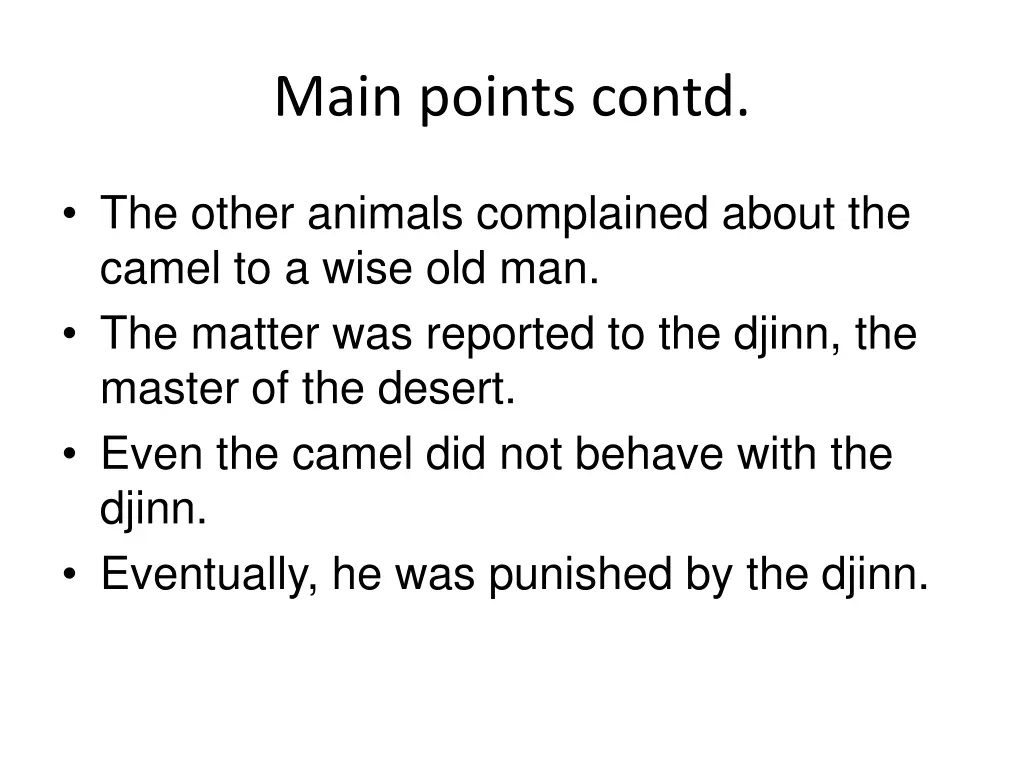 main points contd