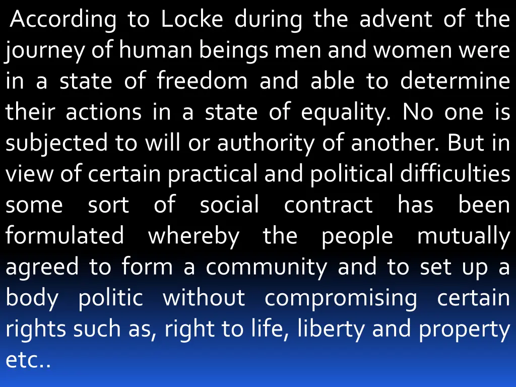 according to locke during the advent