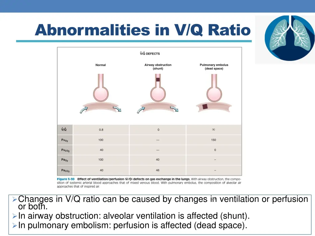 abnormalities in v q ratio