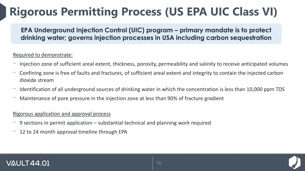 rigorous permitting process us epa uic class vi