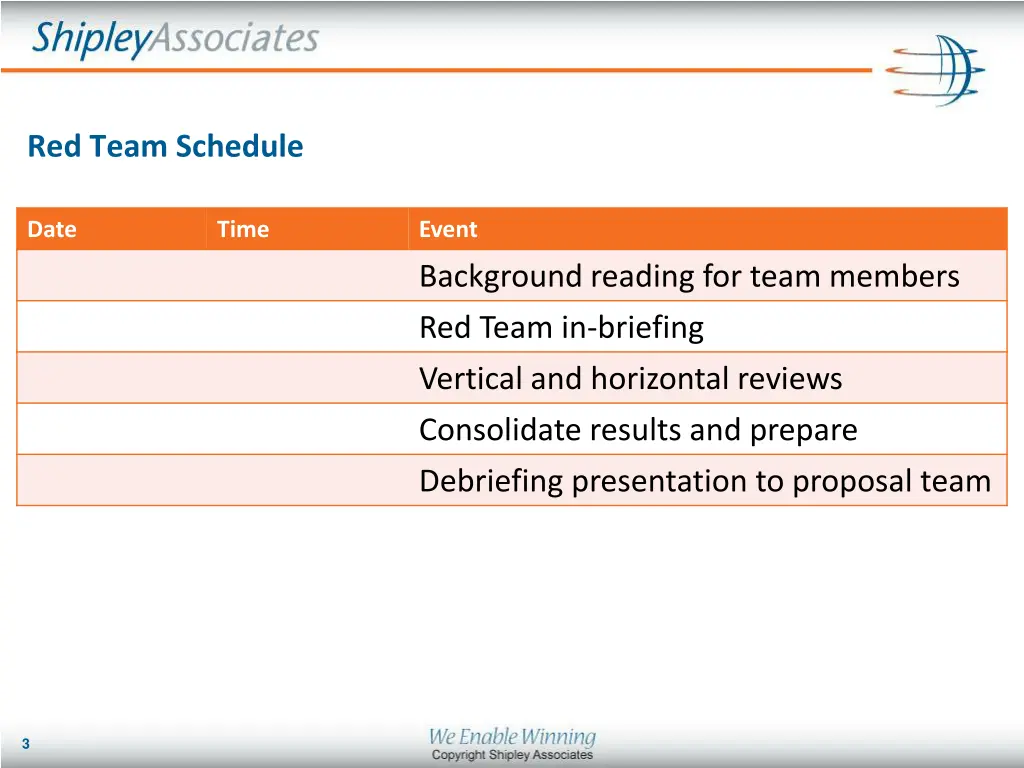 red team schedule