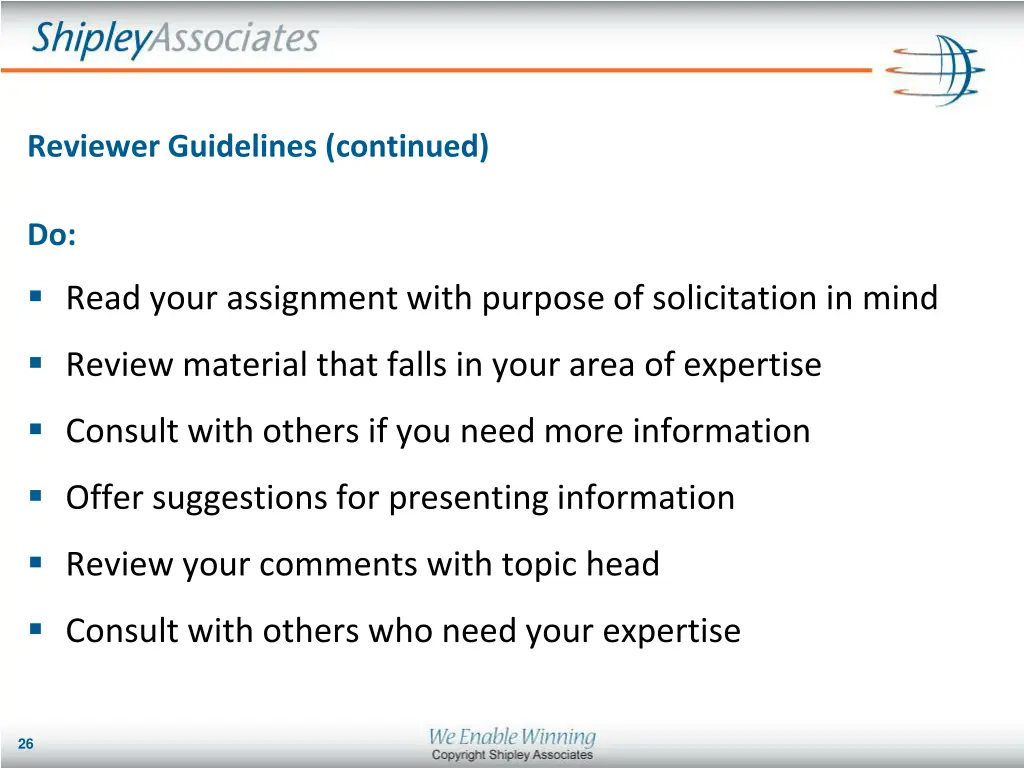 reviewer guidelines continued