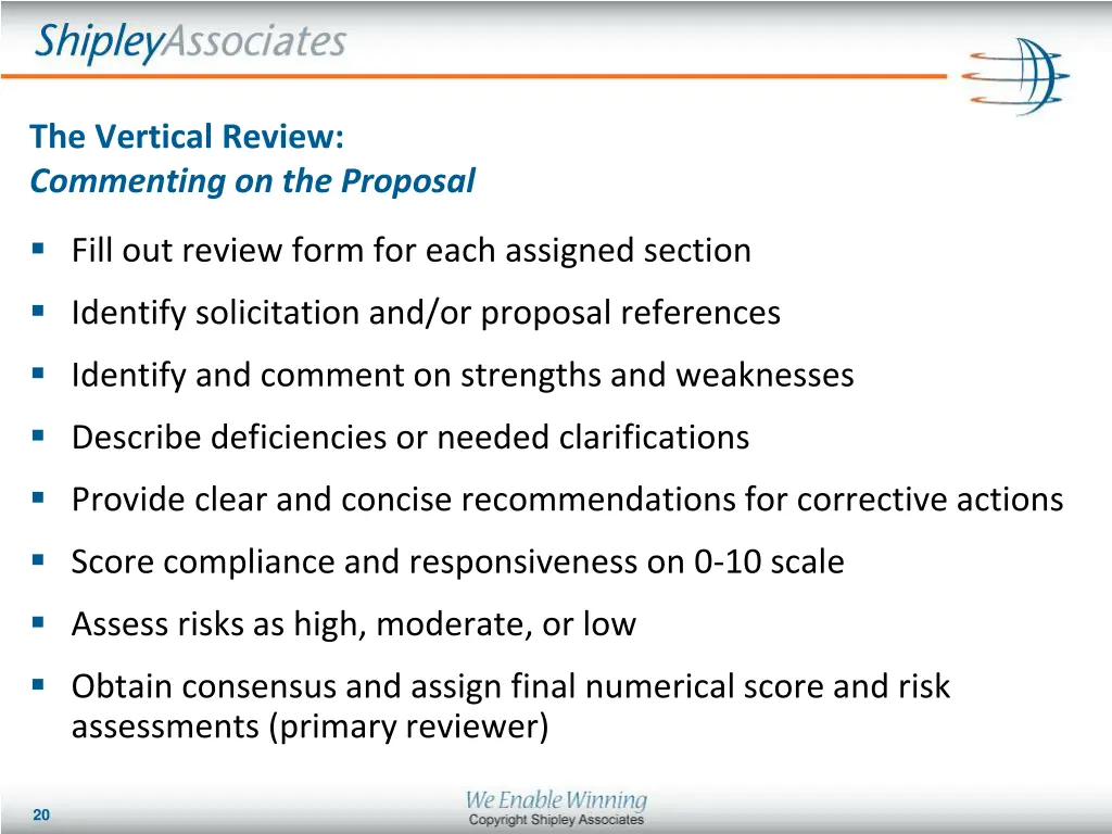 the vertical review commenting on the proposal