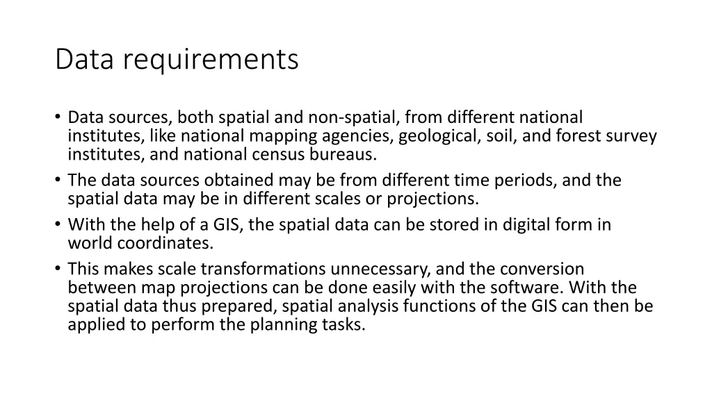 data requirements