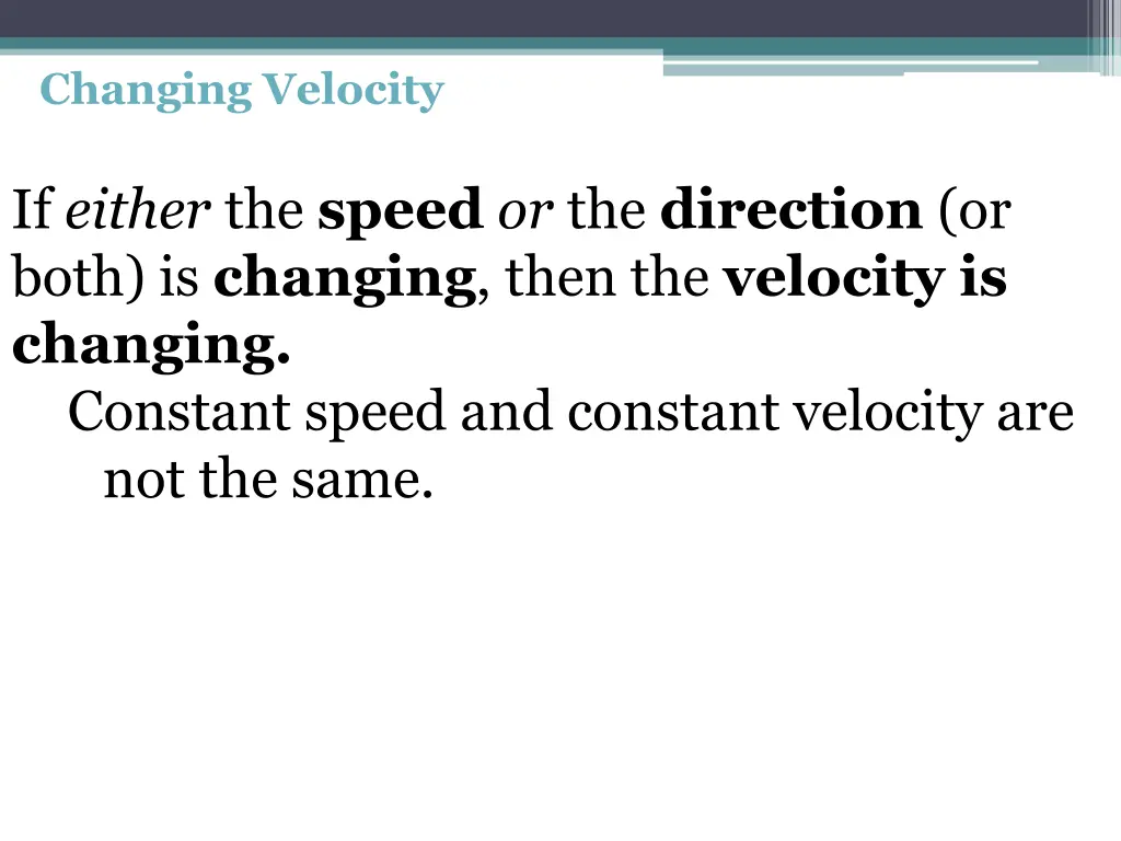 changing velocity