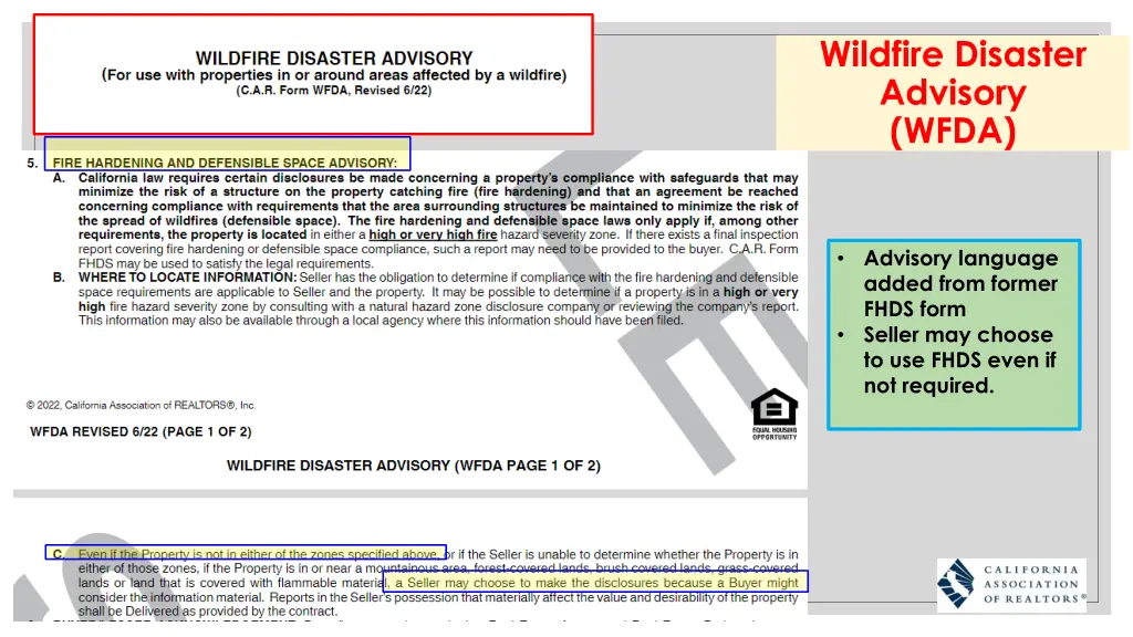 wildfire disaster advisory wfda