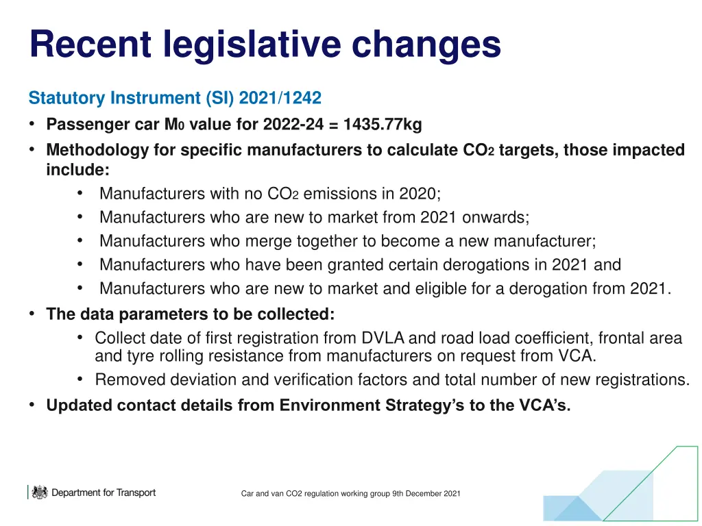 recent legislative changes 1