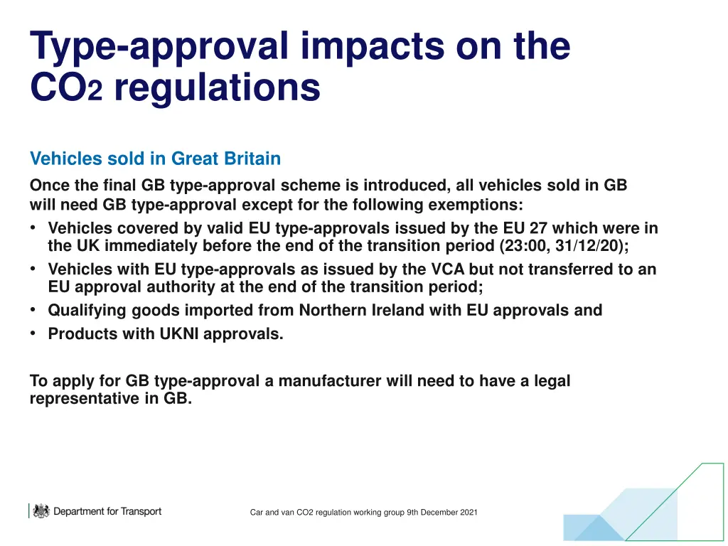 type approval impacts on the co 2 regulations 2