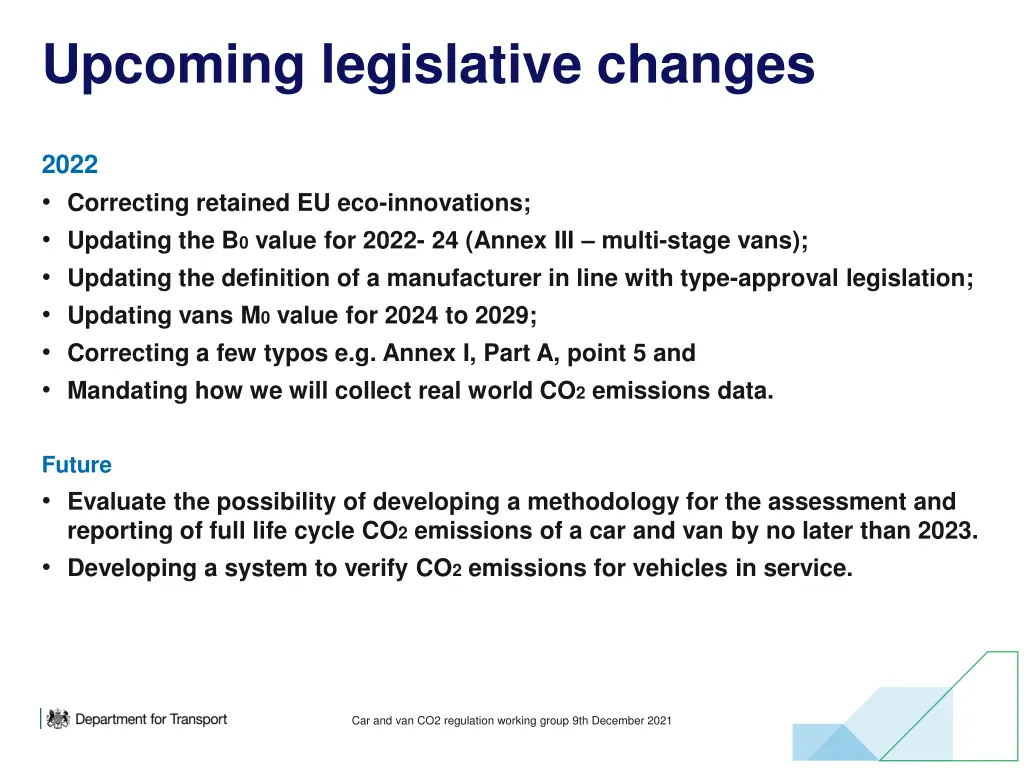 upcoming legislative changes