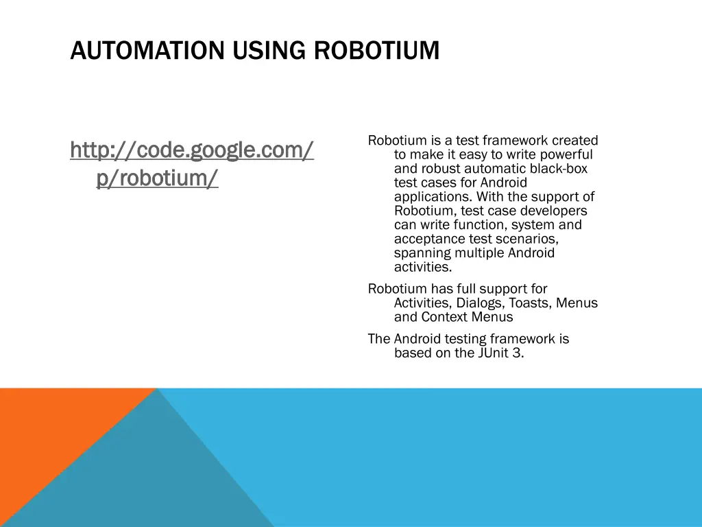 automation using robotium