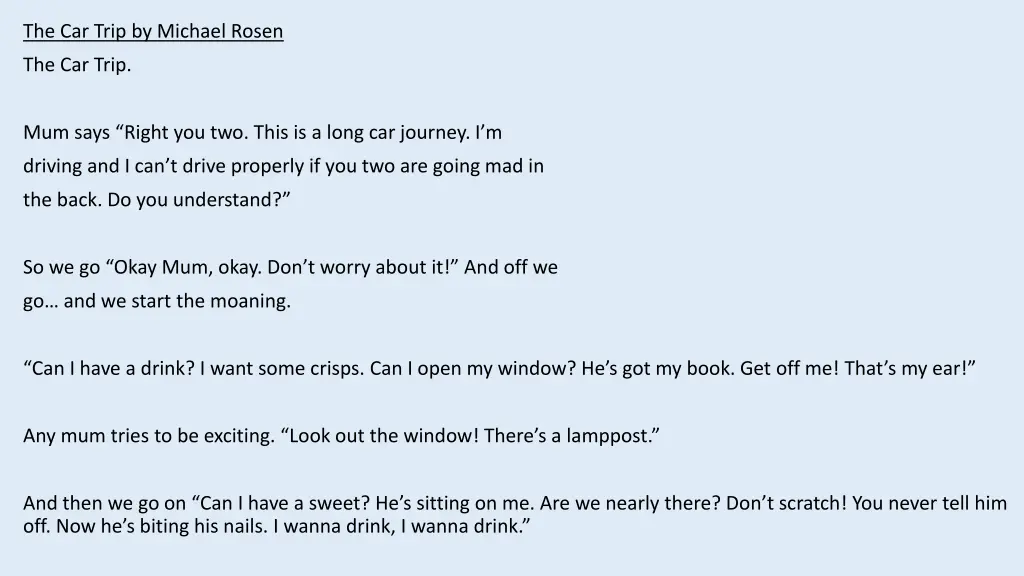 the car trip by michael rosen