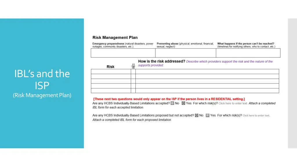 ibl s and the isp risk management plan