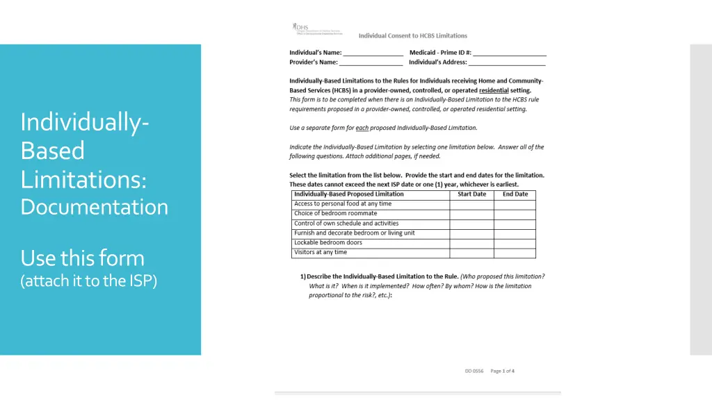 individually based limitations documentation