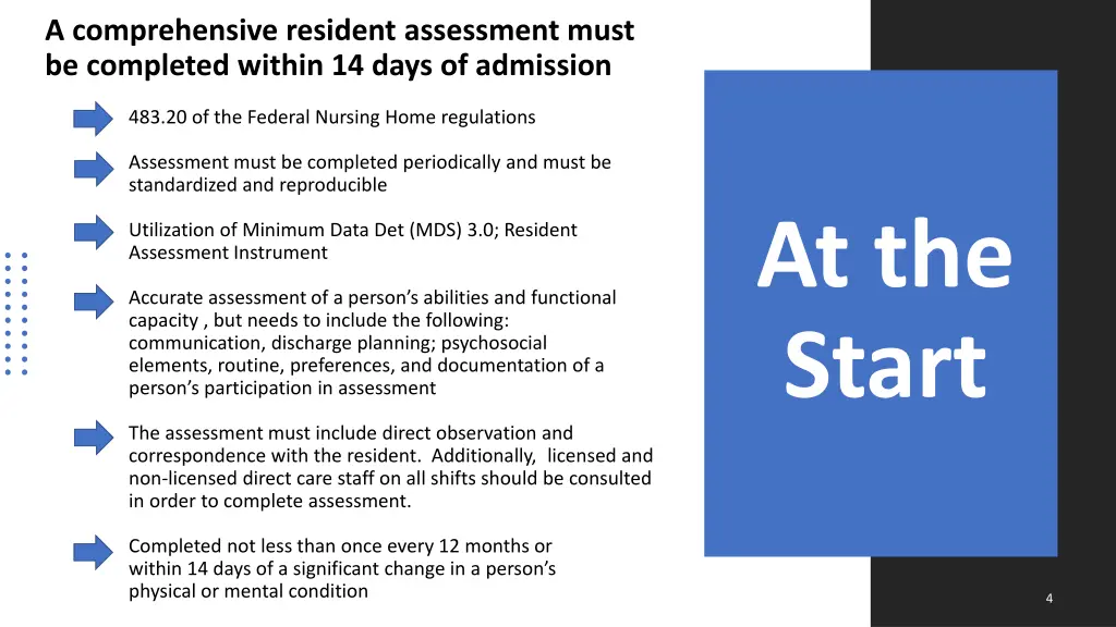 a comprehensive resident assessment must