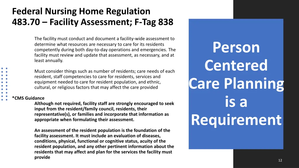 federal nursing home regulation 483 70 facility