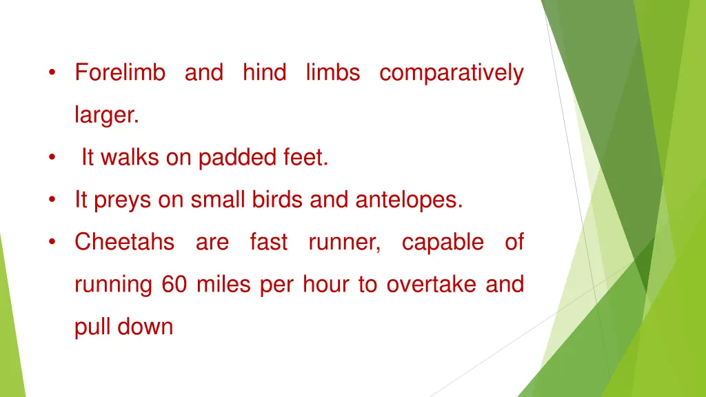 forelimb and hind limbs comparatively