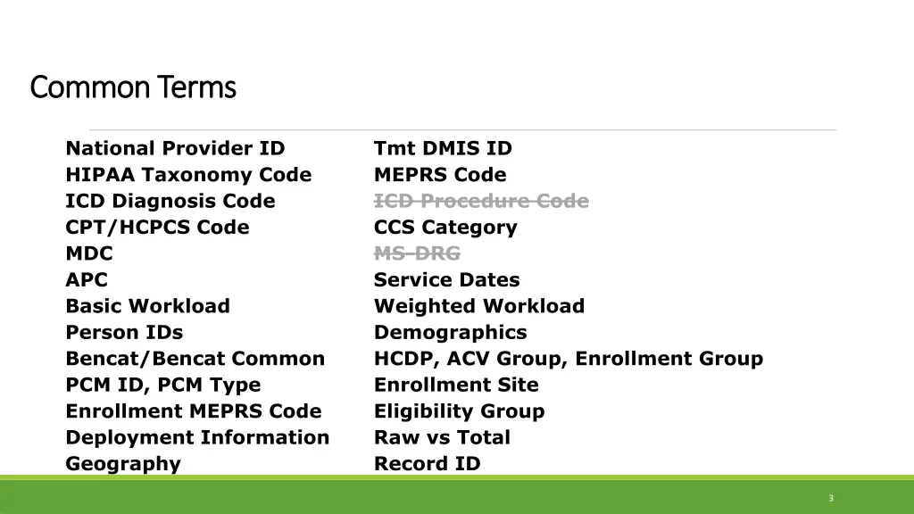 common terms common terms