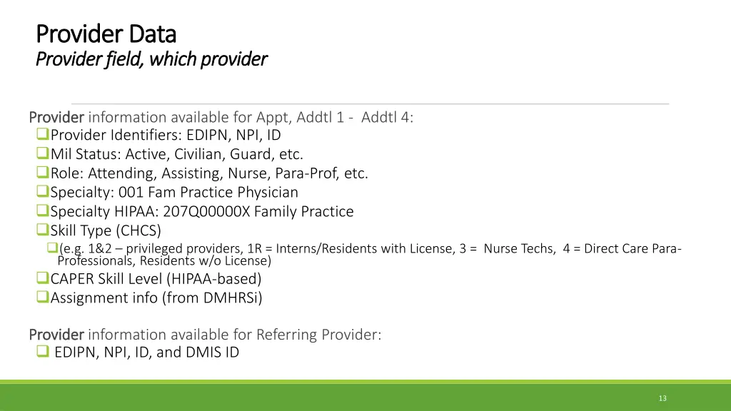 provider data provider data provider field which