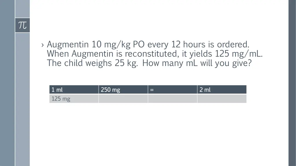 augmentin 10 mg kg po every 12 hours is ordered