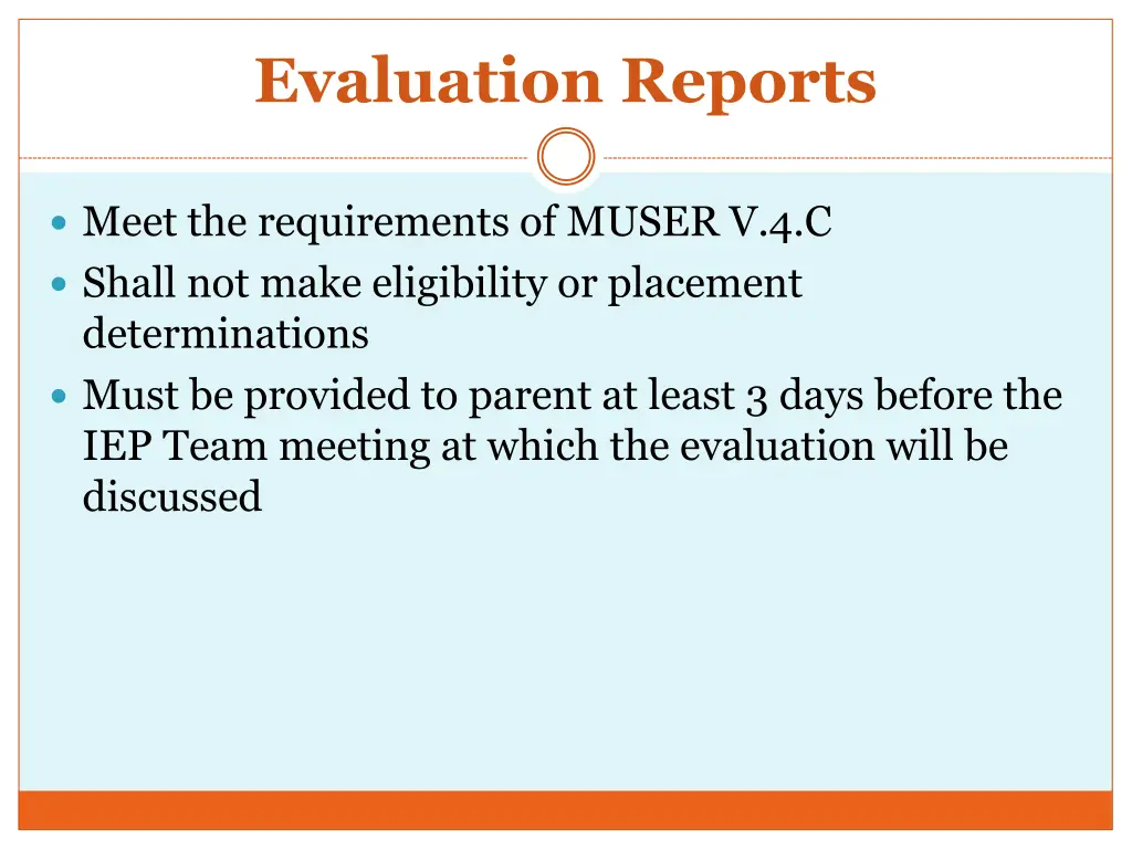 evaluation reports