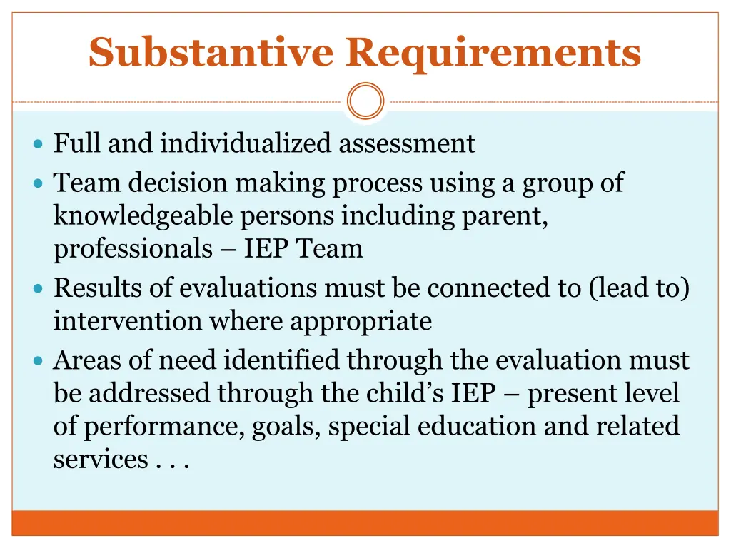 substantive requirements