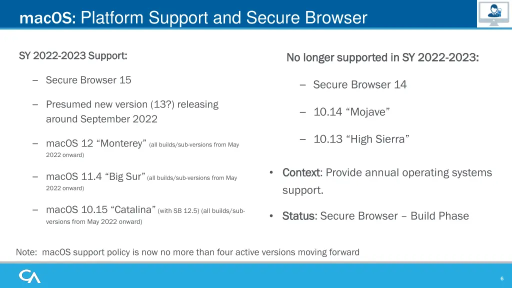 macos platform support and secure browser