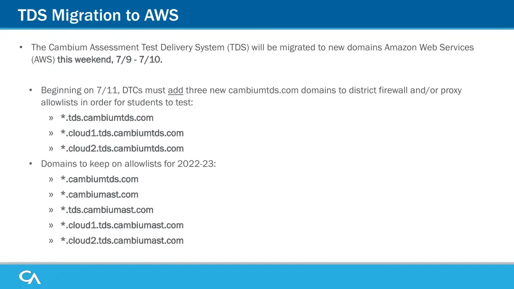 tds migration to aws