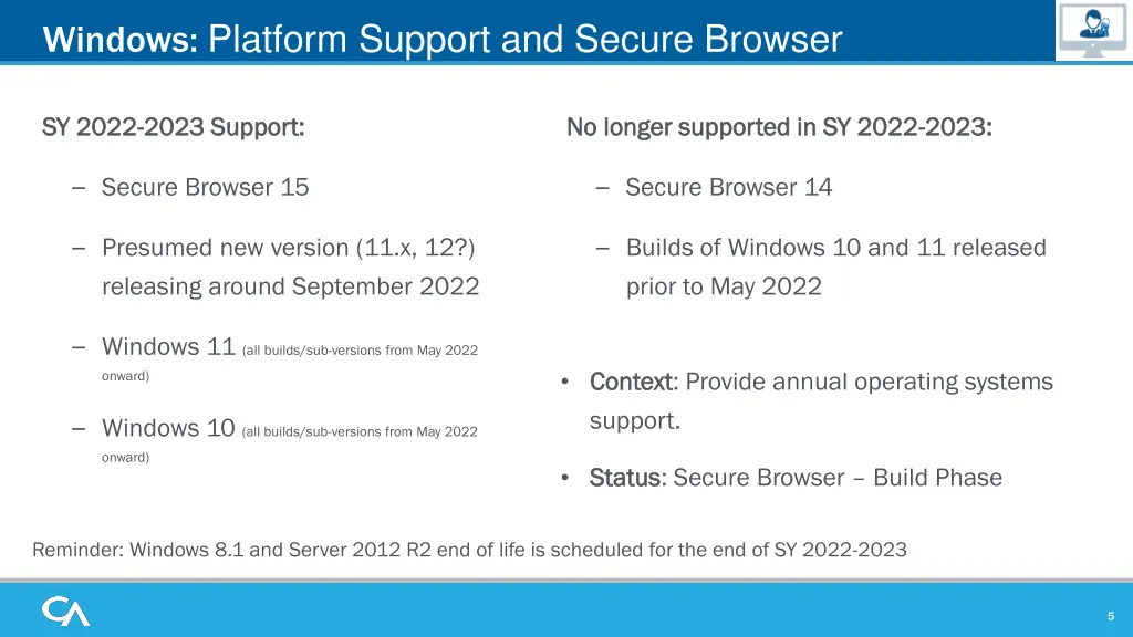 windows platform support and secure browser