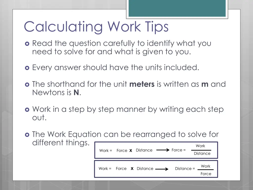 calculating work tips