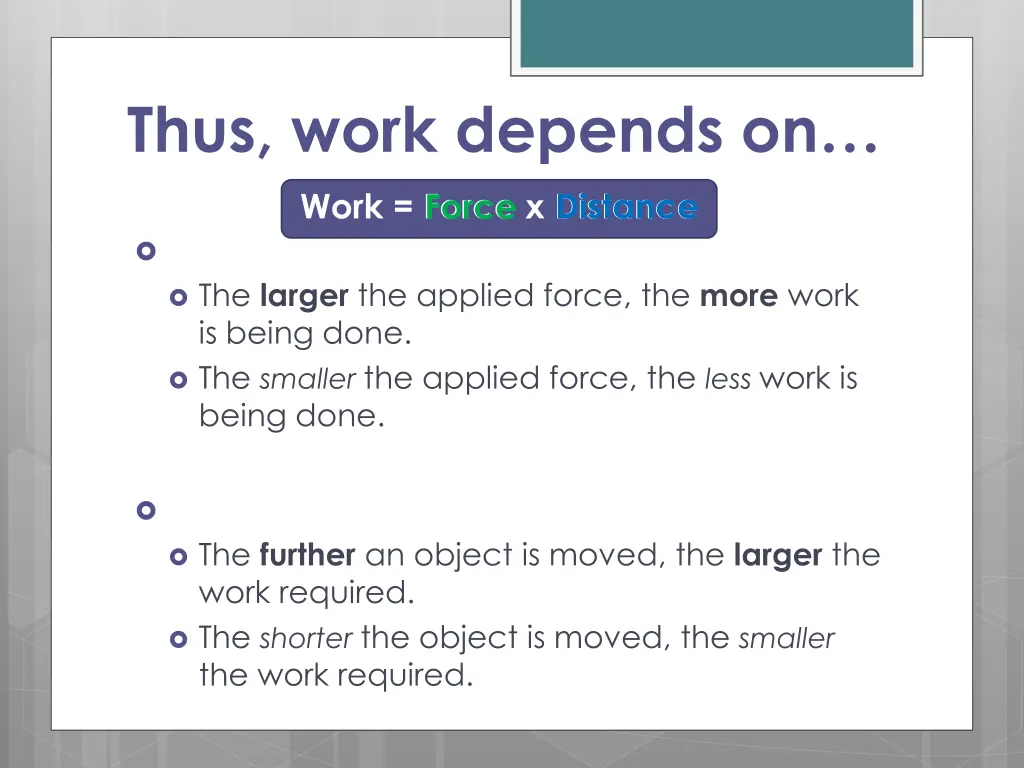 thus work depends on