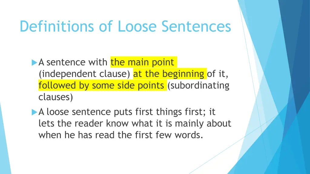 definitions of loose sentences