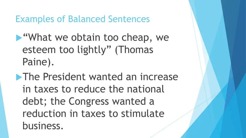 examples of balanced sentences