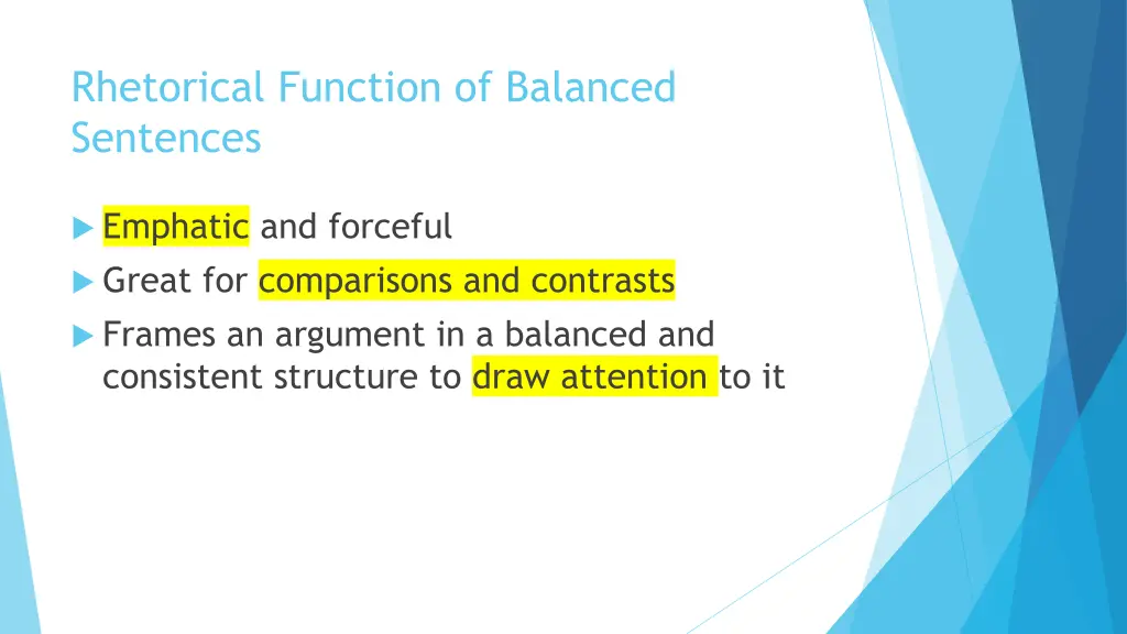 rhetorical function of balanced sentences