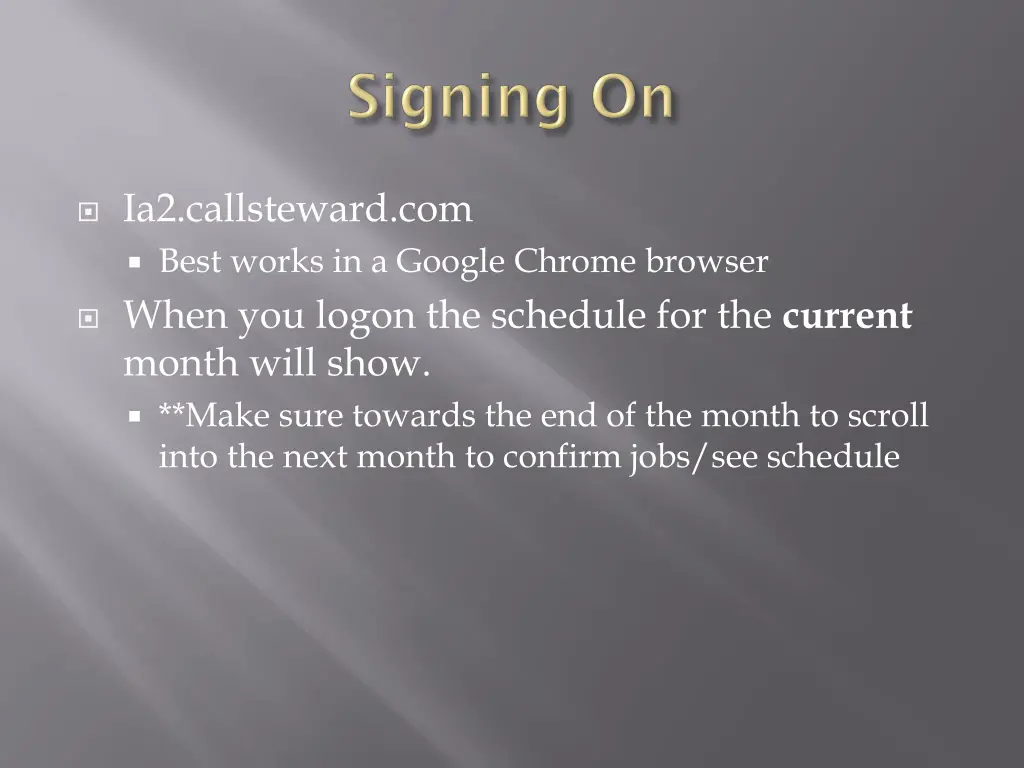 ia2 callsteward com best works in a google chrome