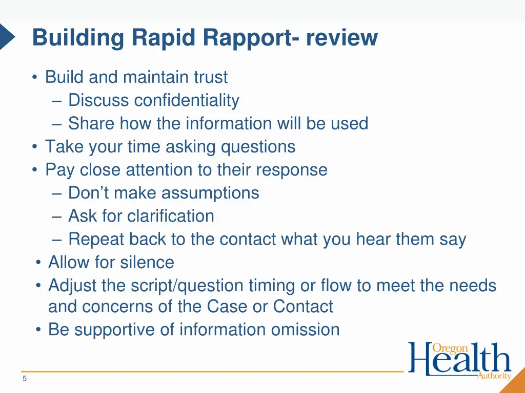 building rapid rapport review