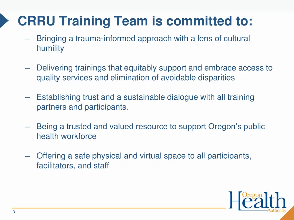 crru training team is committed to