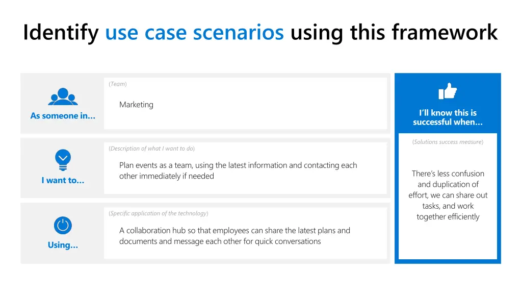 identify use case scenarios using this framework 1